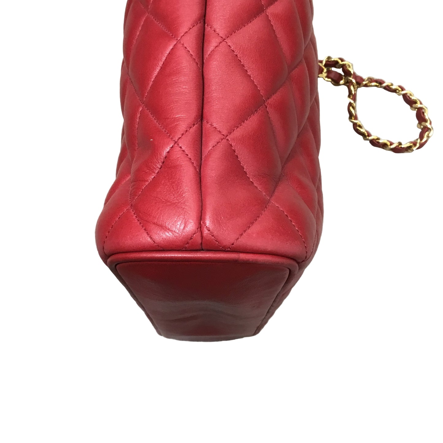 CHANEL Red Quilted Lambskin Runway Mid Strap Tote/Crossbody/Shoulder Bag