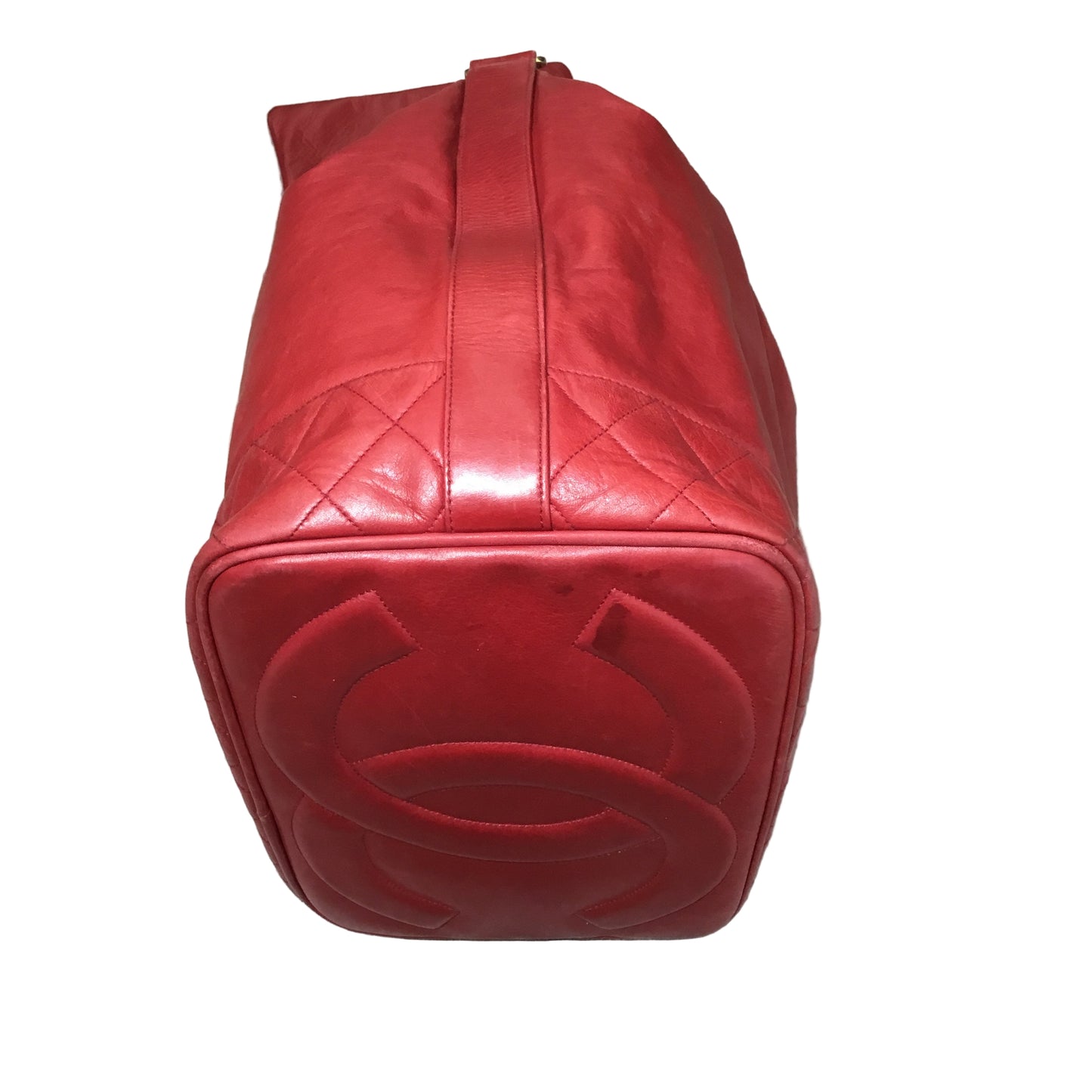 CHANEL Red Lambskin Bucket Tote Crossbody