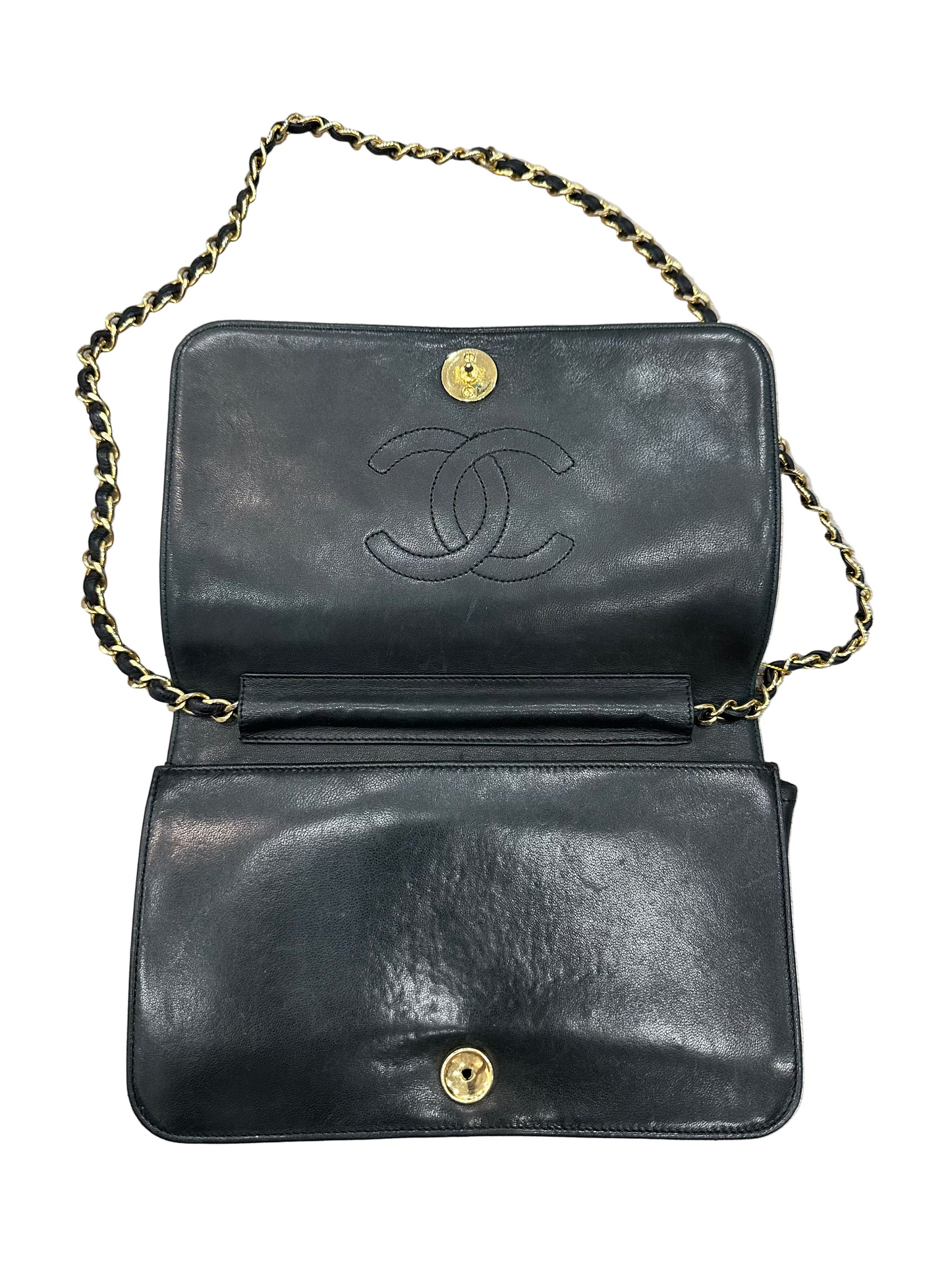 CHANEL Black Vintage CC Small Lambskin Single Flap Shoulder Bag