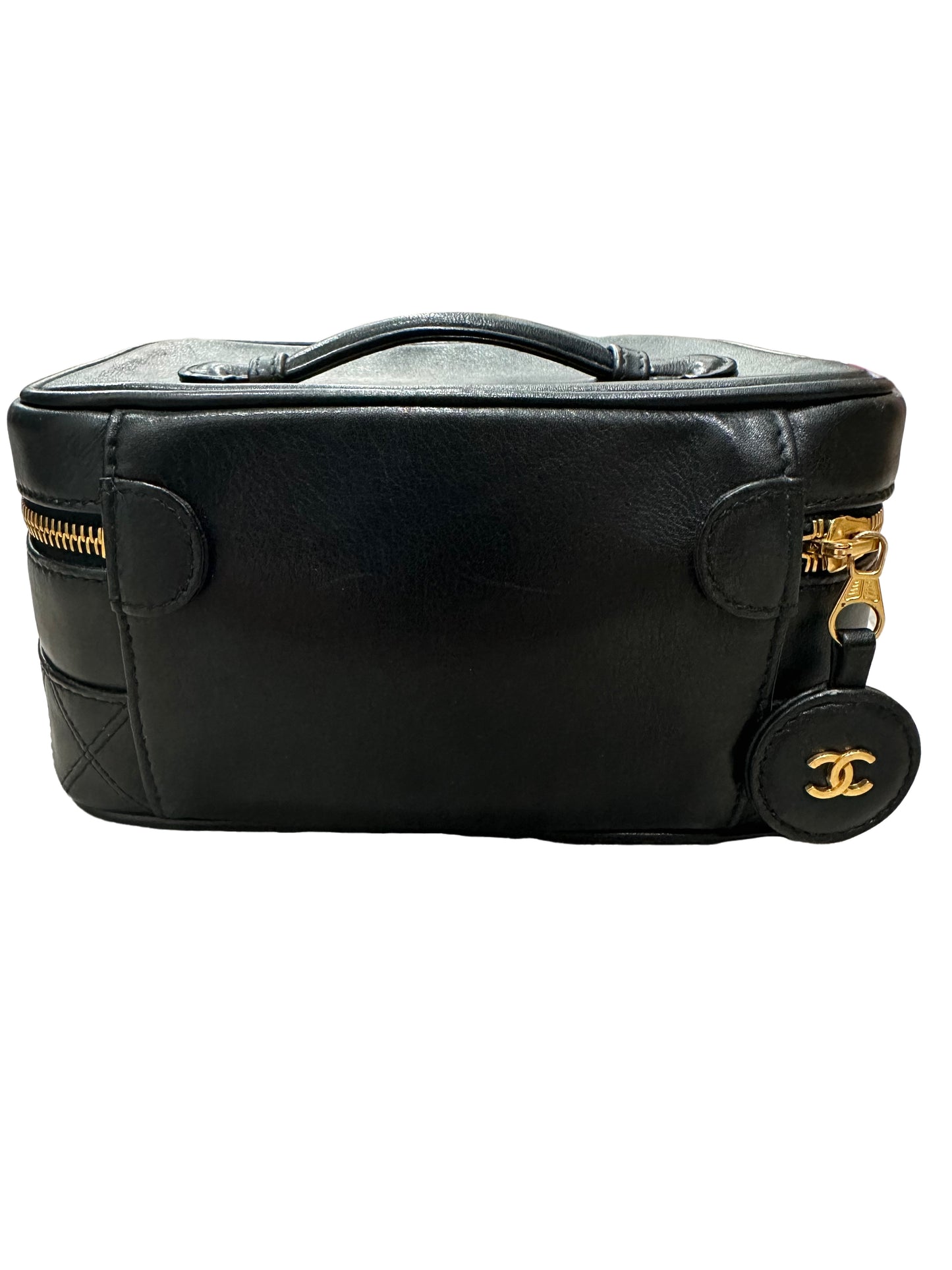 CHANEL Black Calfskin Duo-tone Vanity Bag