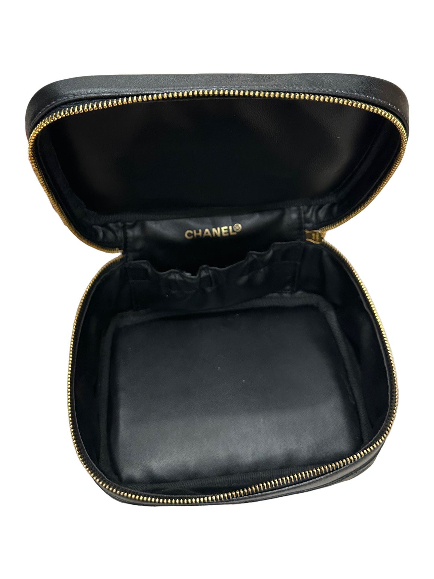 CHANEL Black Calfskin Duo-tone Vanity Bag