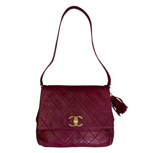 CHANEL Red CC Quilted Lambskin Crossbody/Messenger Bag