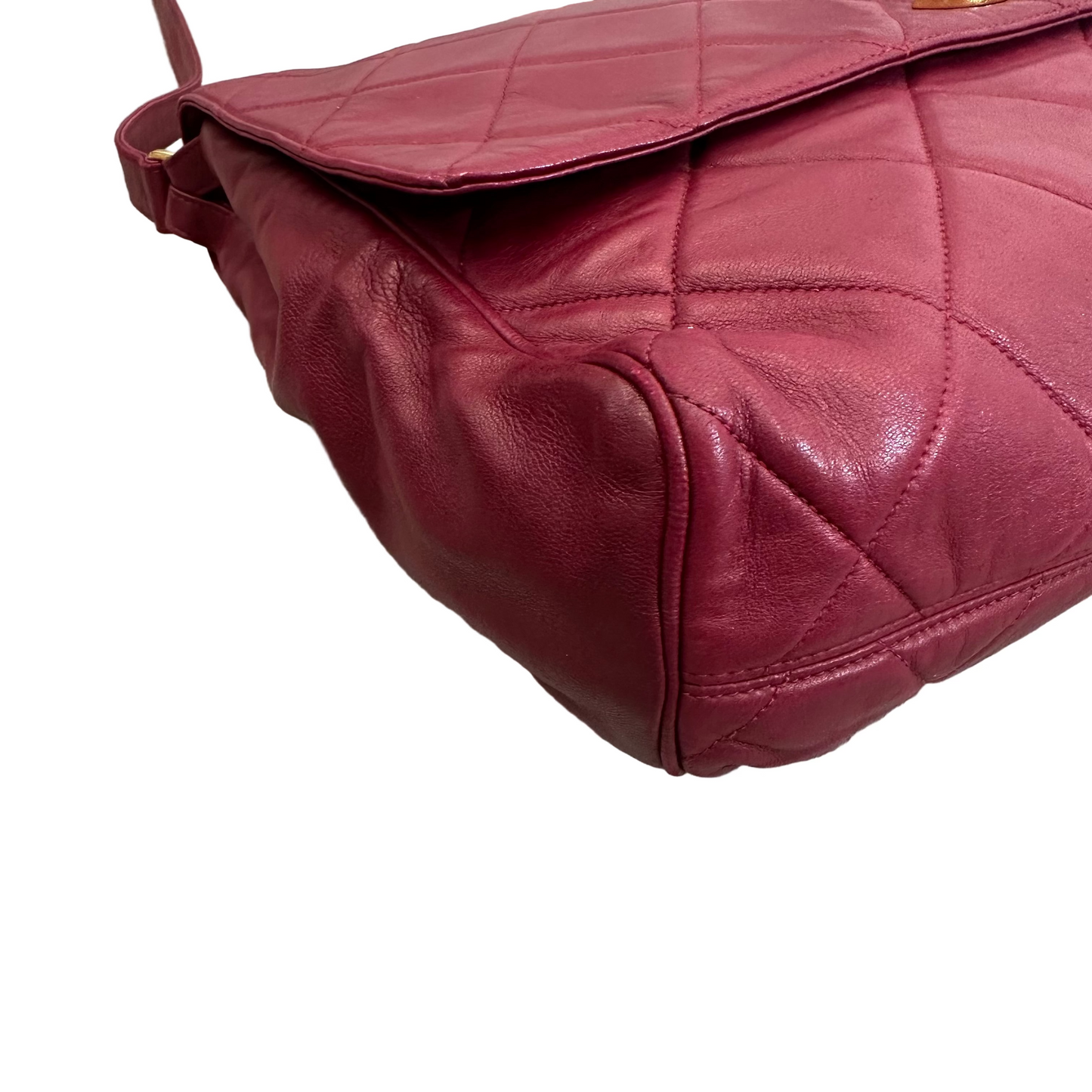 CHANEL Red CC Quilted Lambskin Crossbody/Messenger Bag