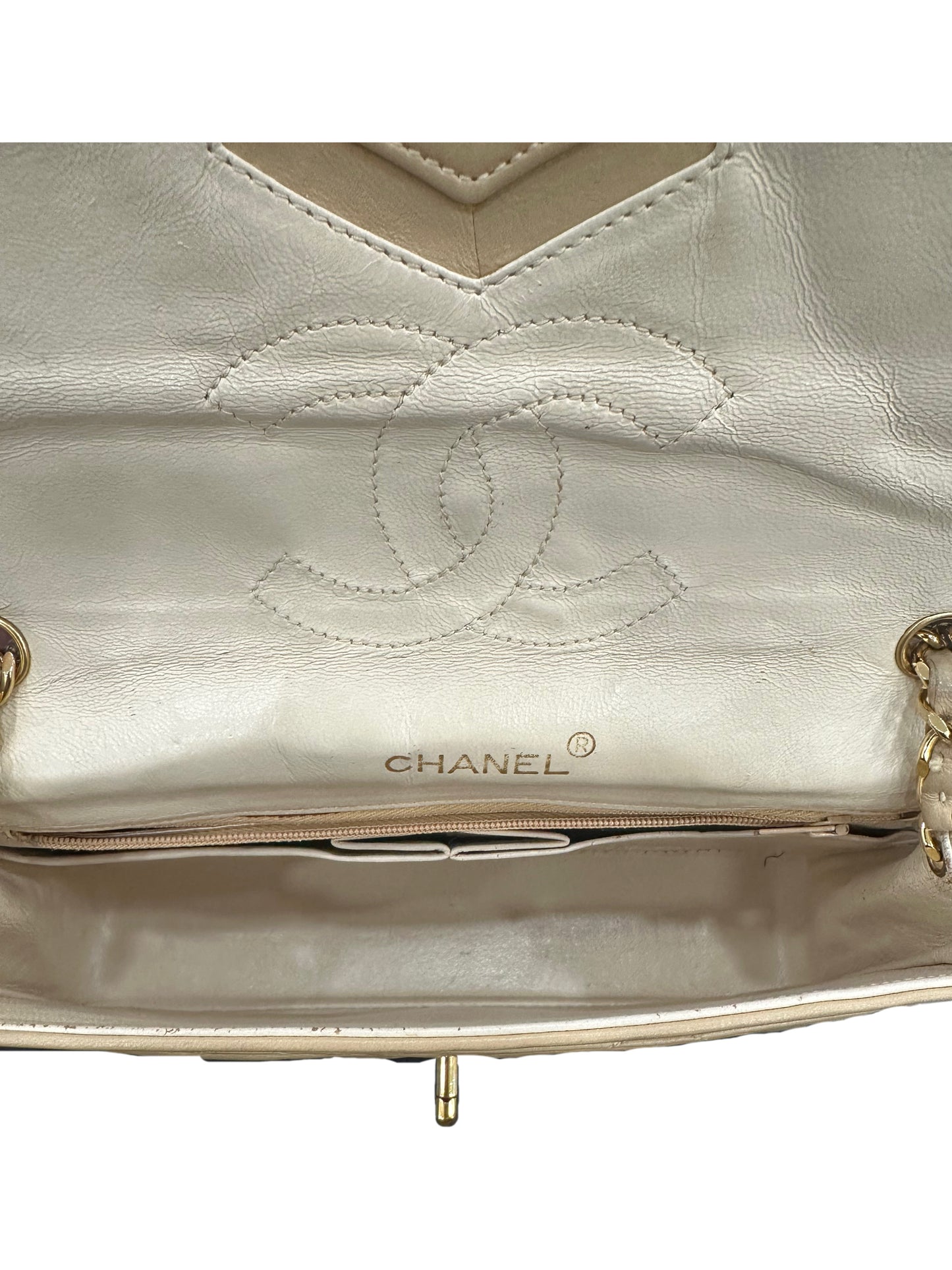 CHANEL Vintage Tan/Beige Single Flap Crossbody/Shoulder Bag