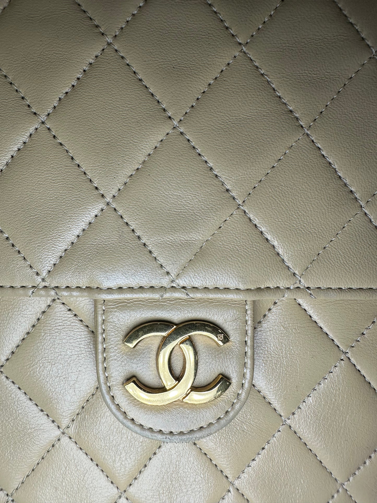 CHANEL Tan Quilted Single Flap Shoulder Bag