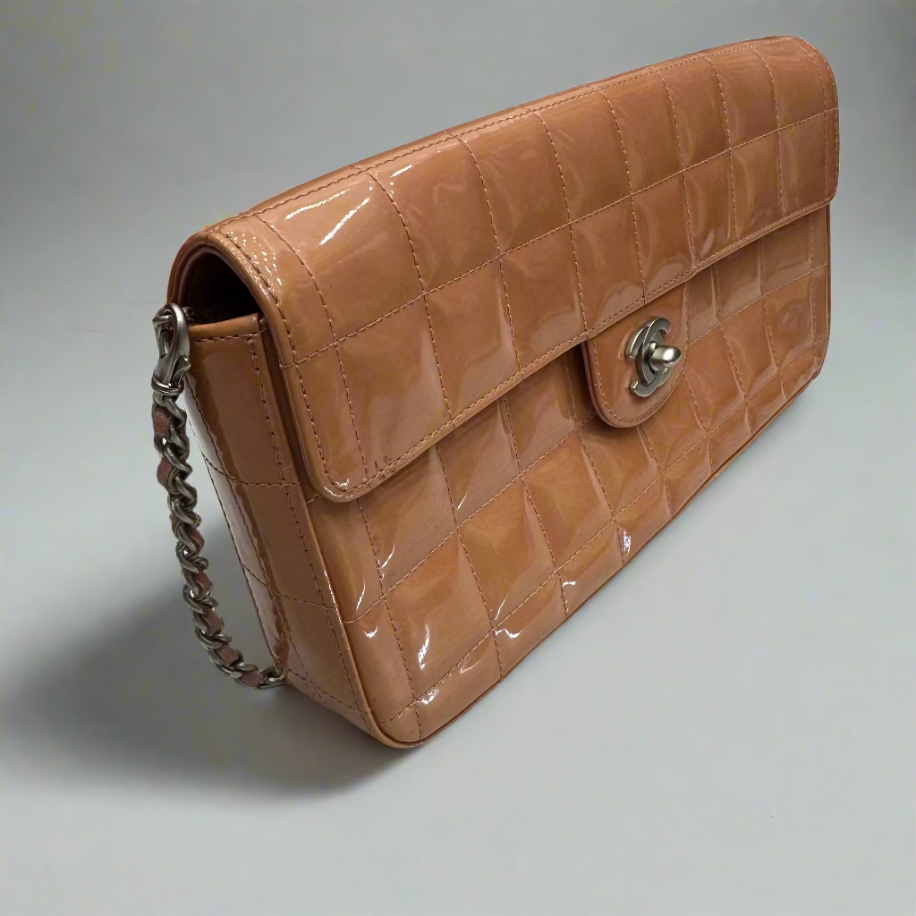 Chanel Peach Orange Chocolate Bar Single Flap