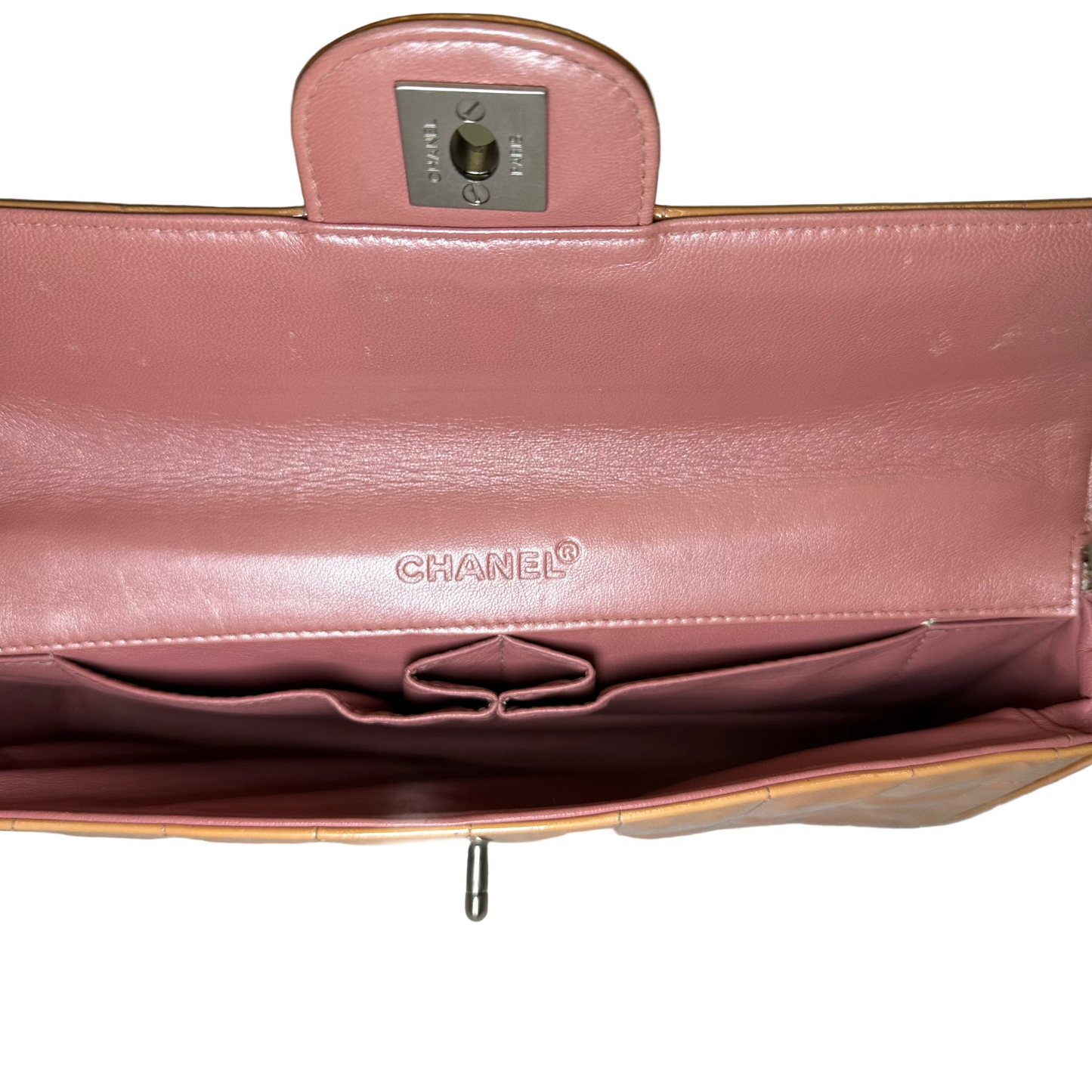 Chanel Peach Orange Chocolate Bar Single Flap