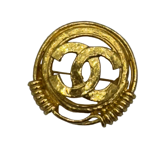 CHANEL Gold toned CC Brooch/Pin