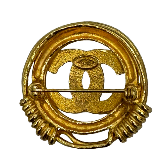 CHANEL Gold toned CC Brooch/Pin