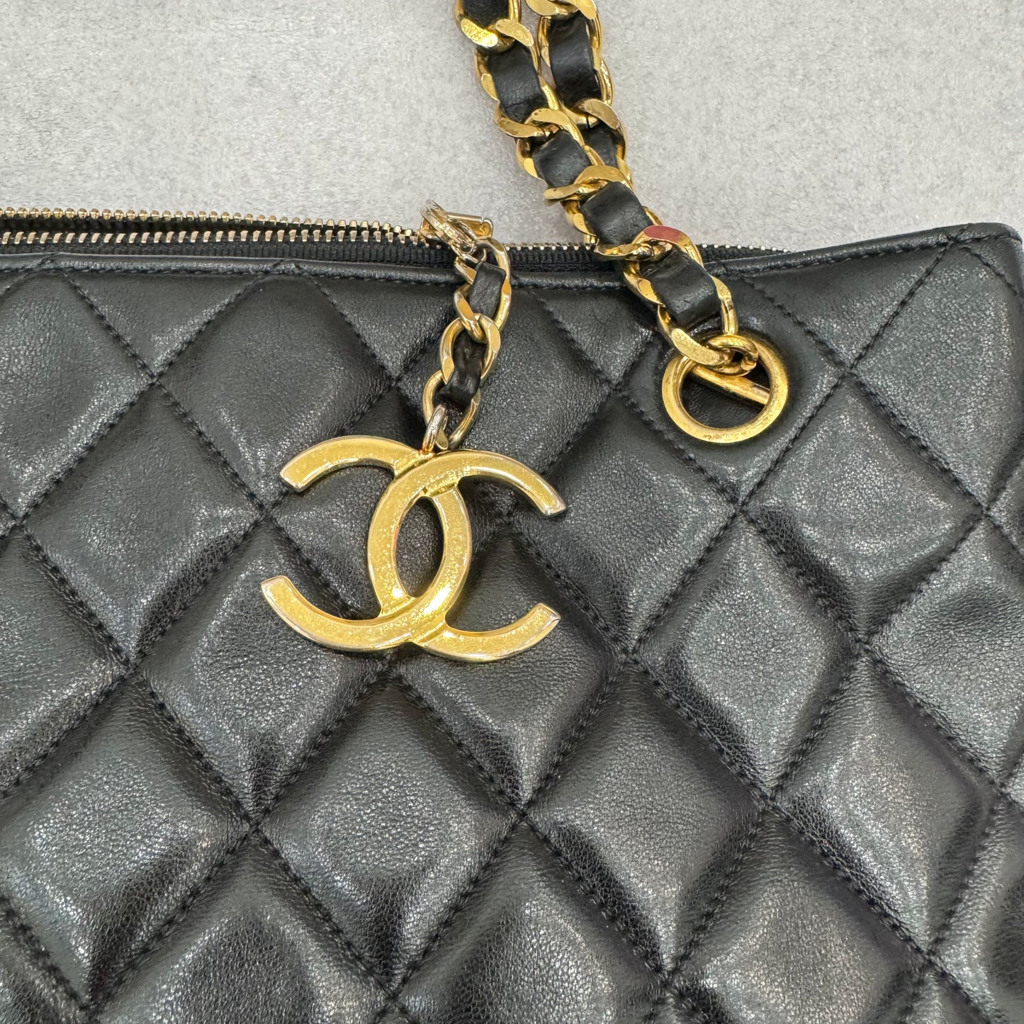 Chanel Black CoCo Zipper Lambskin Tote/Shoulder Bag