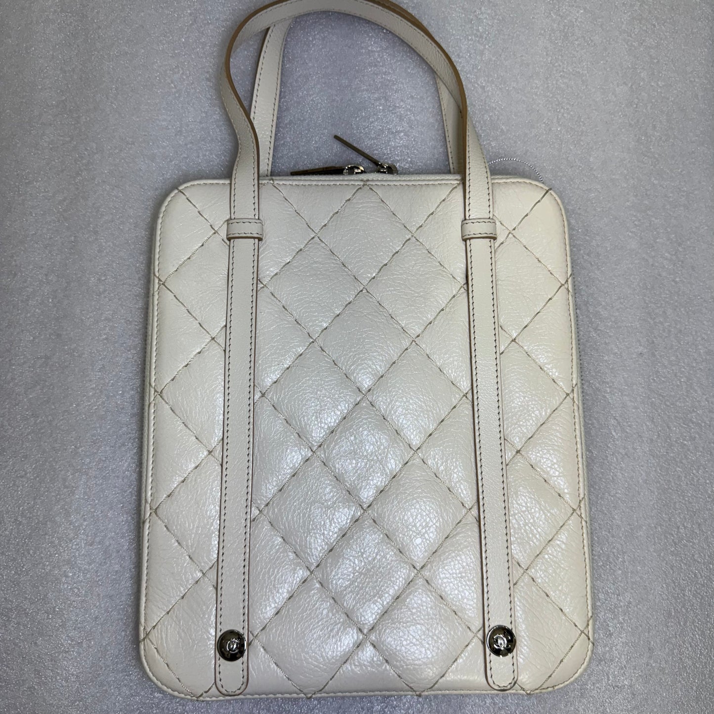 CHANEL White Caviar Leather ipad Case