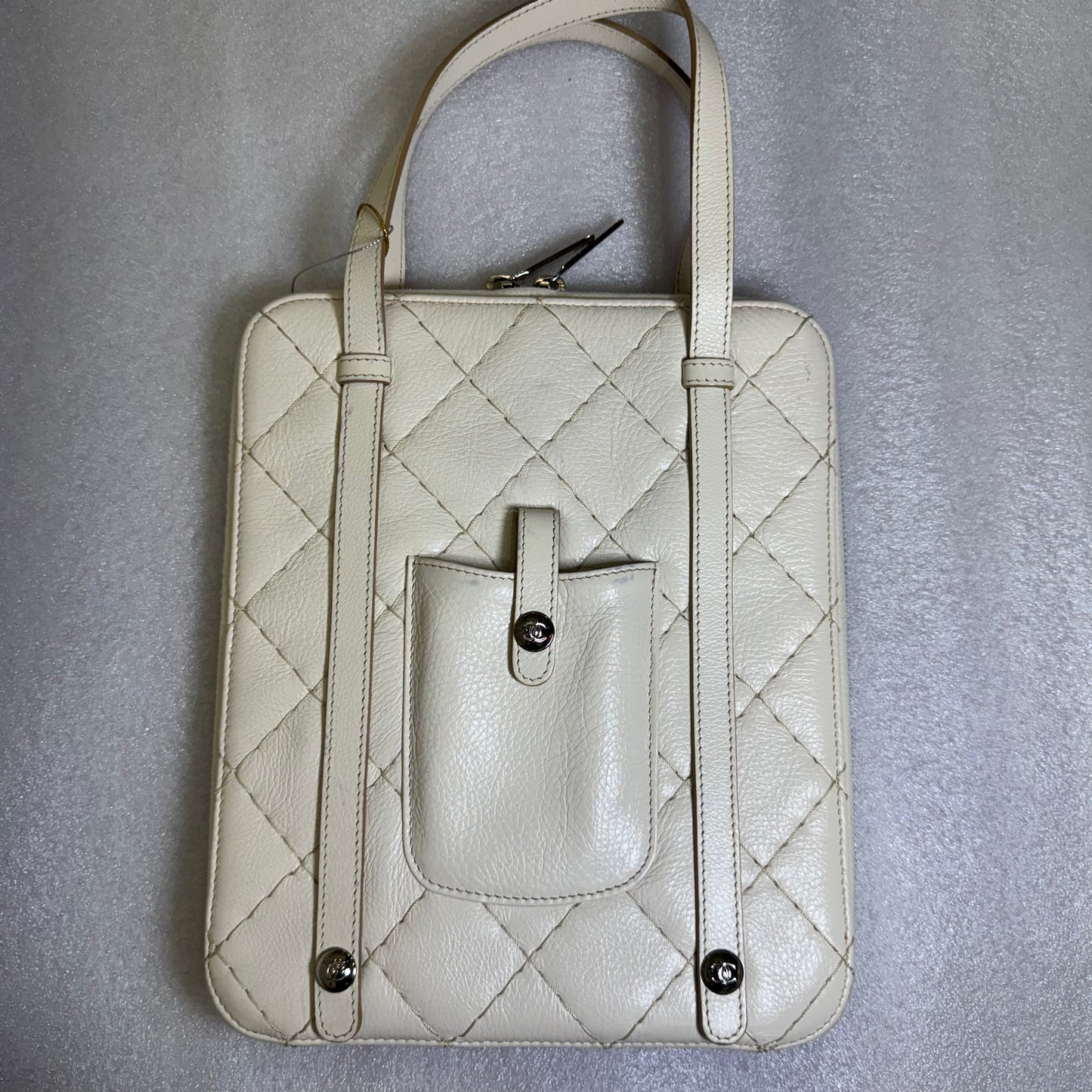CHANEL White Caviar Leather ipad Case