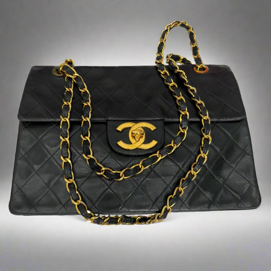 CHANEL Vintage XL Jumbo Single Flap Quilted Lambskin Shoulder/Crossbody Bag