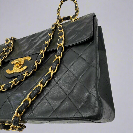 CHANEL Vintage XL Jumbo Single Flap Quilted Lambskin Shoulder/Crossbody Bag