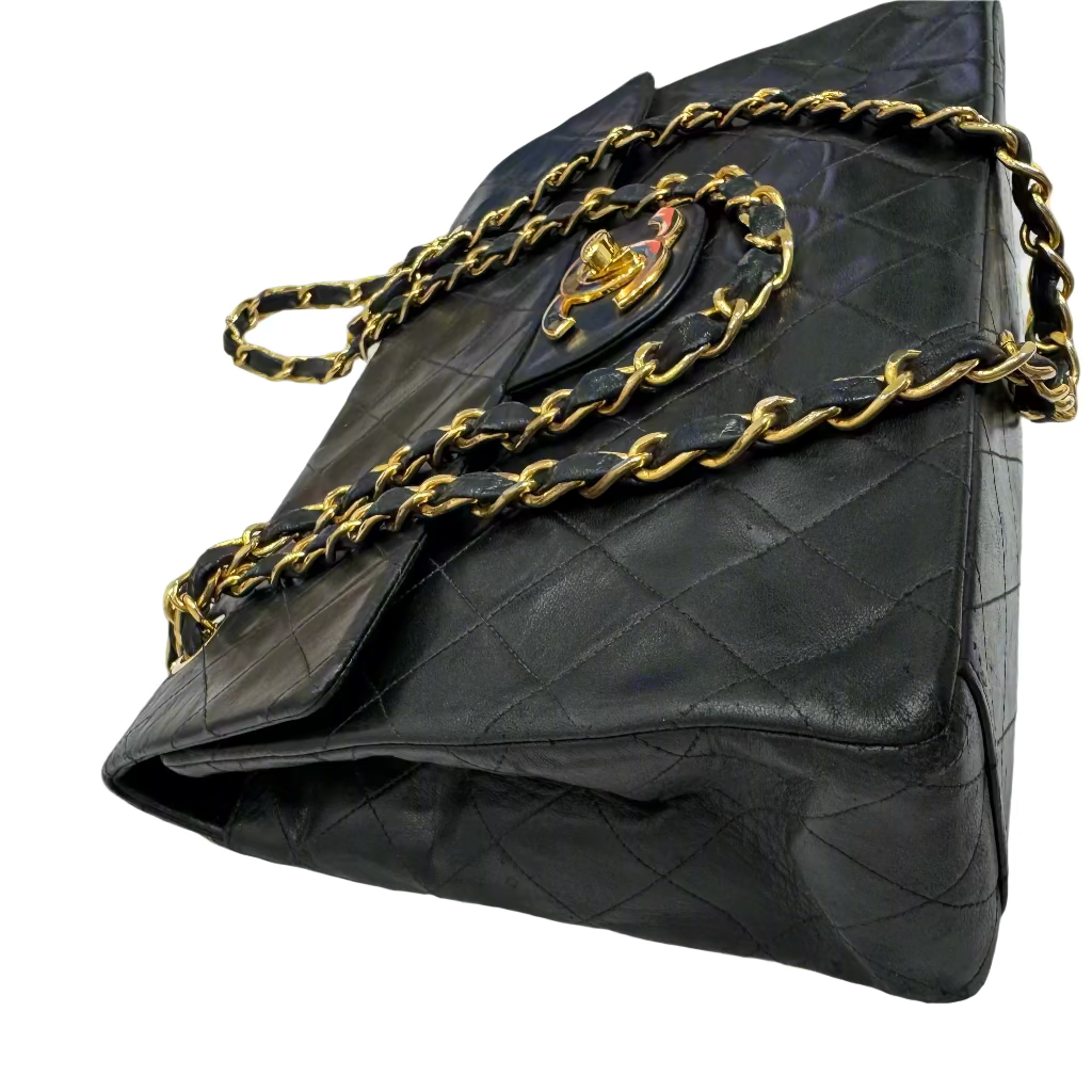 CHANEL Vintage XL Jumbo Single Flap Quilted Lambskin Shoulder/Crossbody Bag