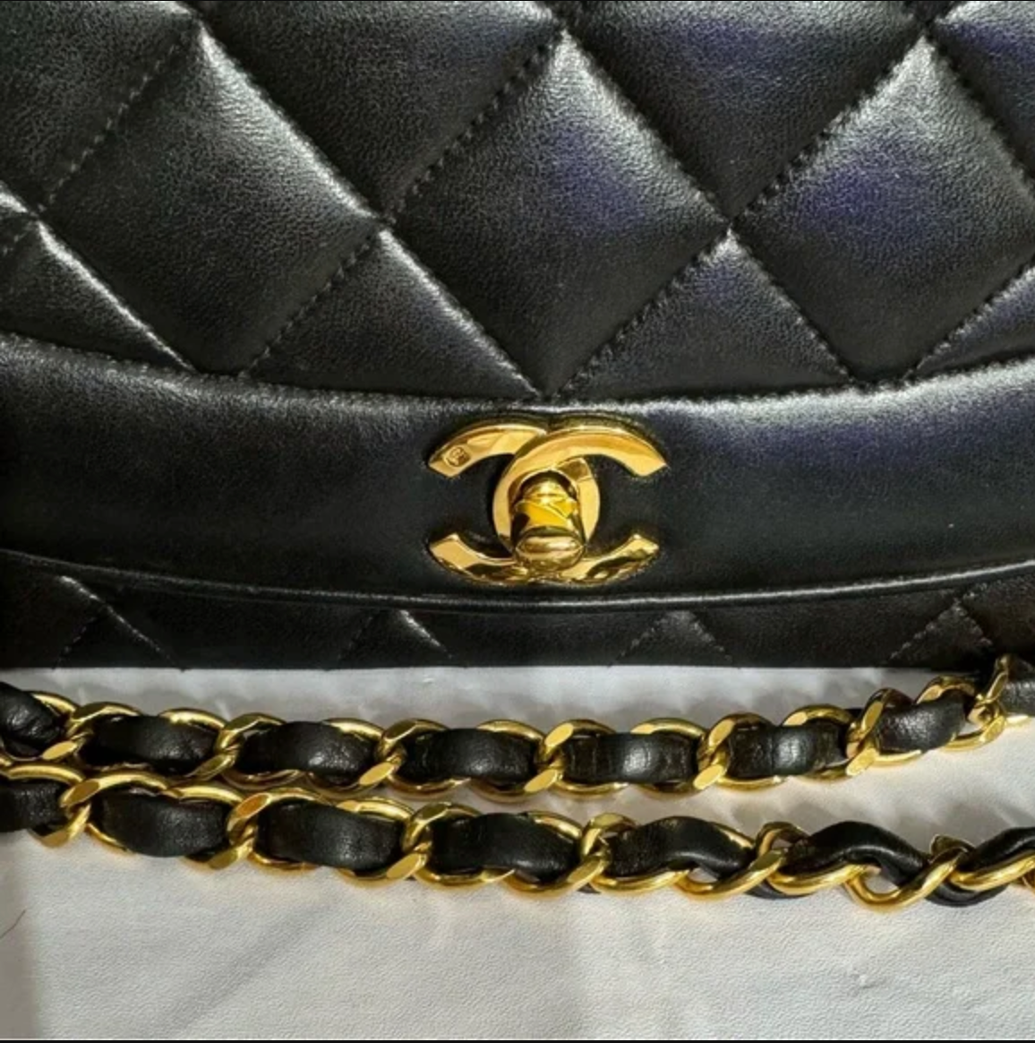 CHANEL Quilted Matelasse Diana 25 Lambskin Crossbody Bag