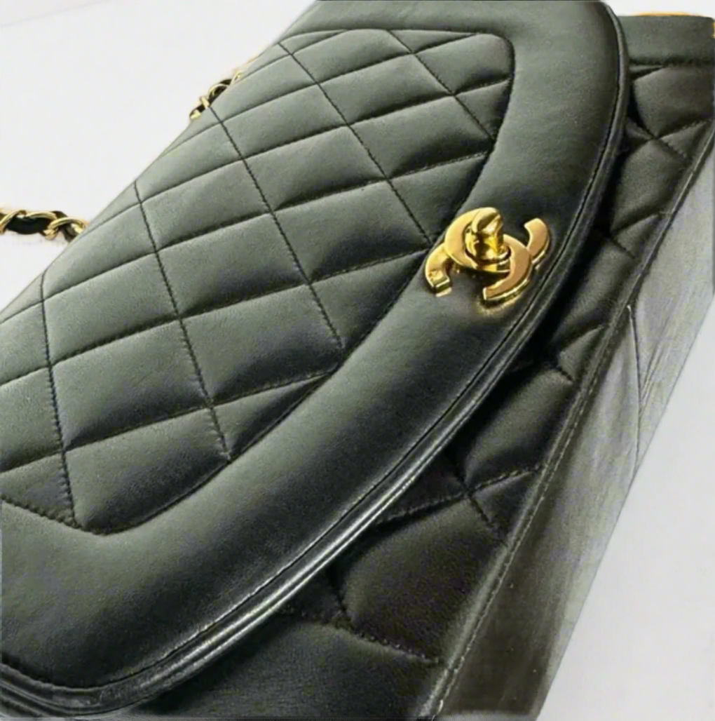 CHANEL Quilted Matelasse Diana 25 Lambskin Crossbody Bag