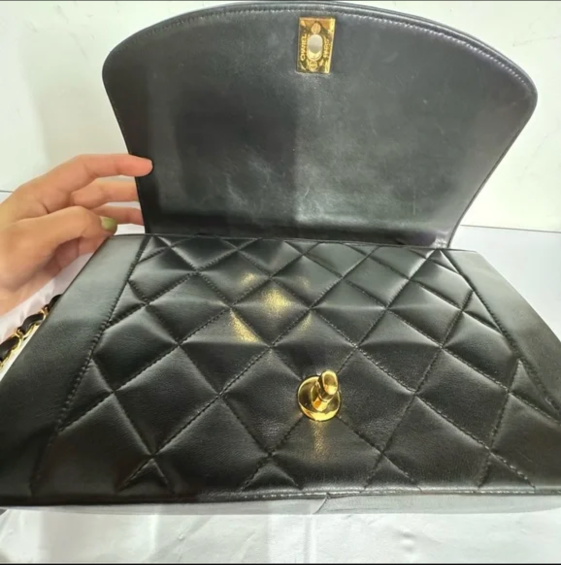 CHANEL Quilted Matelasse Diana 25 Lambskin Crossbody Bag