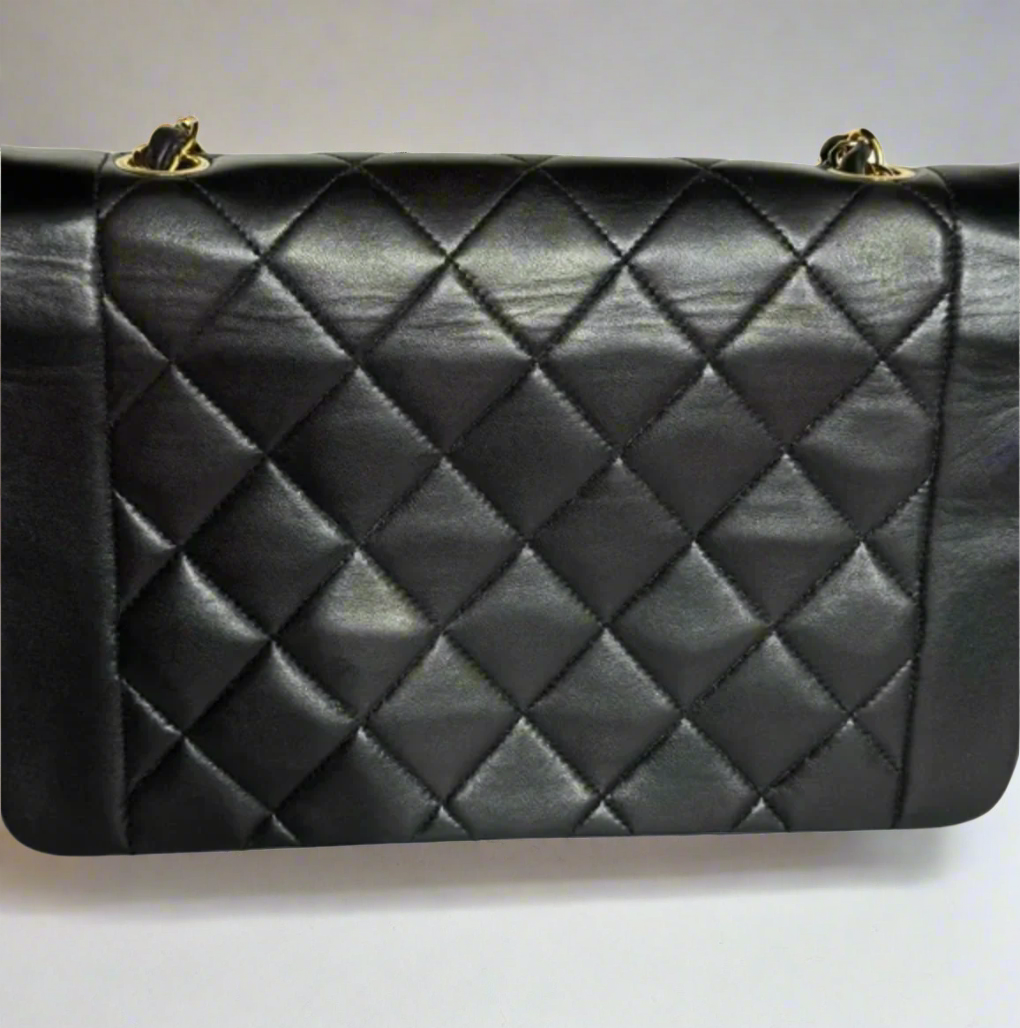 CHANEL Quilted Matelasse Diana 25 Lambskin Crossbody Bag