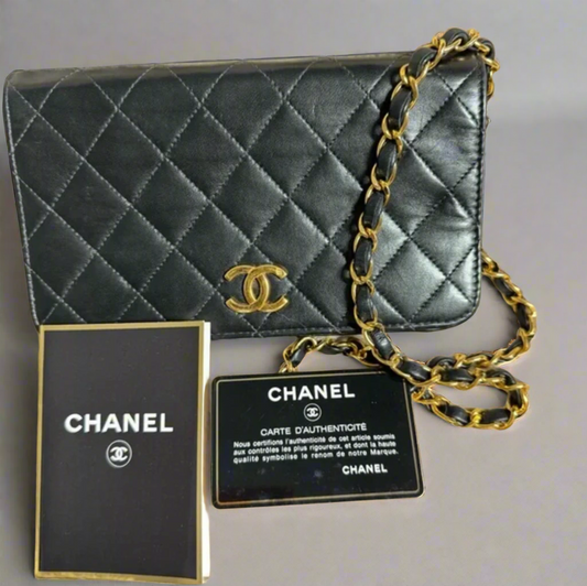 CHANEL Black Quilted Lambskin MINI Single Flap Crossbody / Shoulder Bag