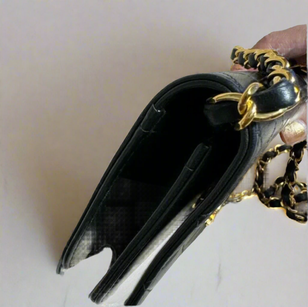 CHANEL Black Quilted Lambskin MINI Single Flap Crossbody / Shoulder Bag
