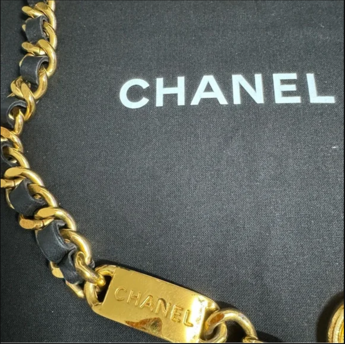 Authentic CHANEL gold toned belt