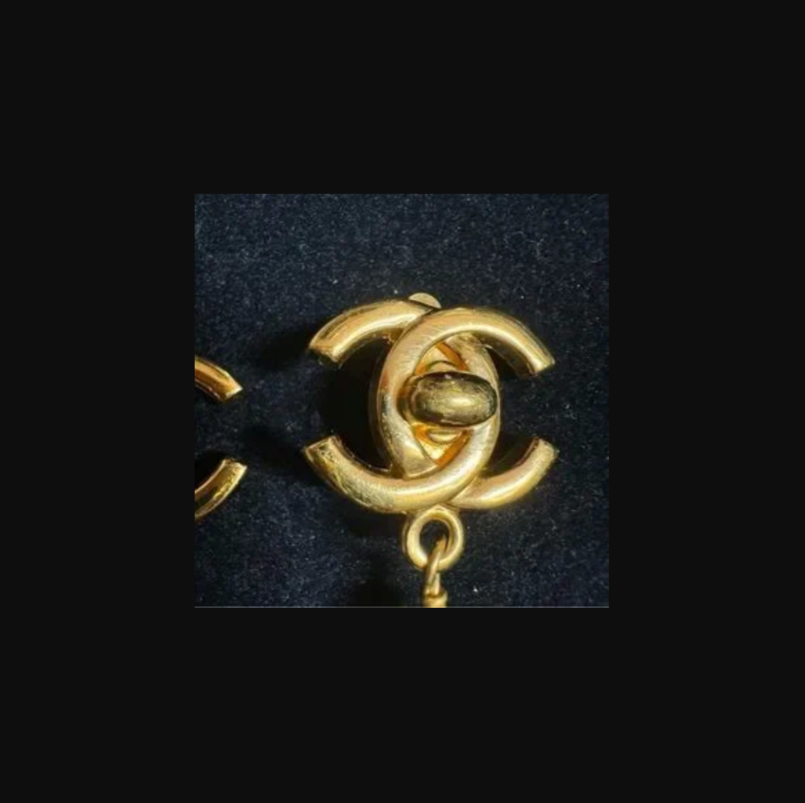 Authentic CHANEL turn lock CC logo with faux pearl dangle earrings