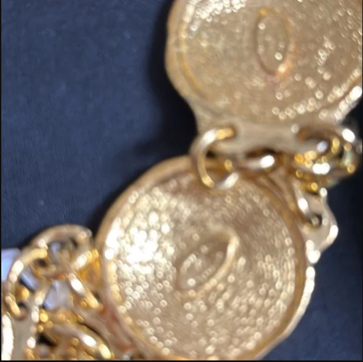 Authentic CHANEL gold toned medallion and Link chain necklace