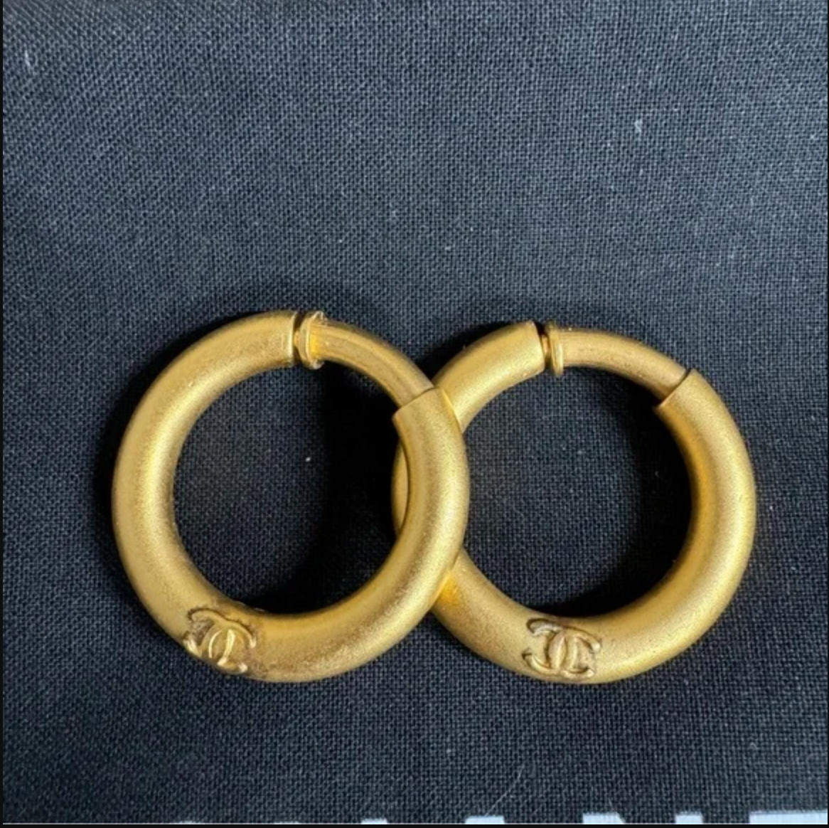 Authentic CHANEL gold toned hoop clip on earrings