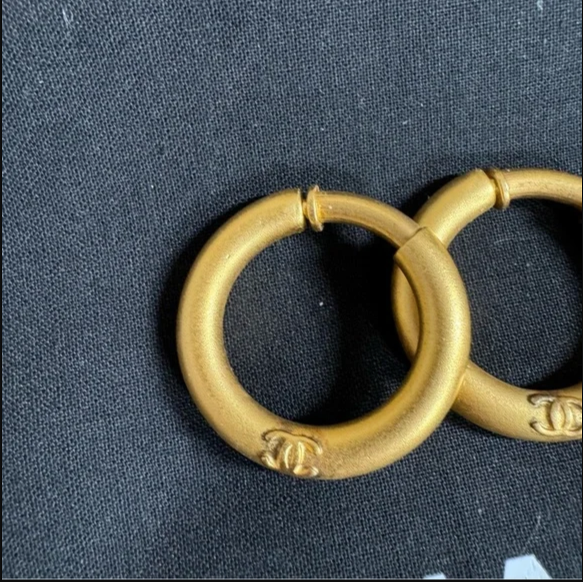 Authentic CHANEL gold toned hoop clip on earrings
