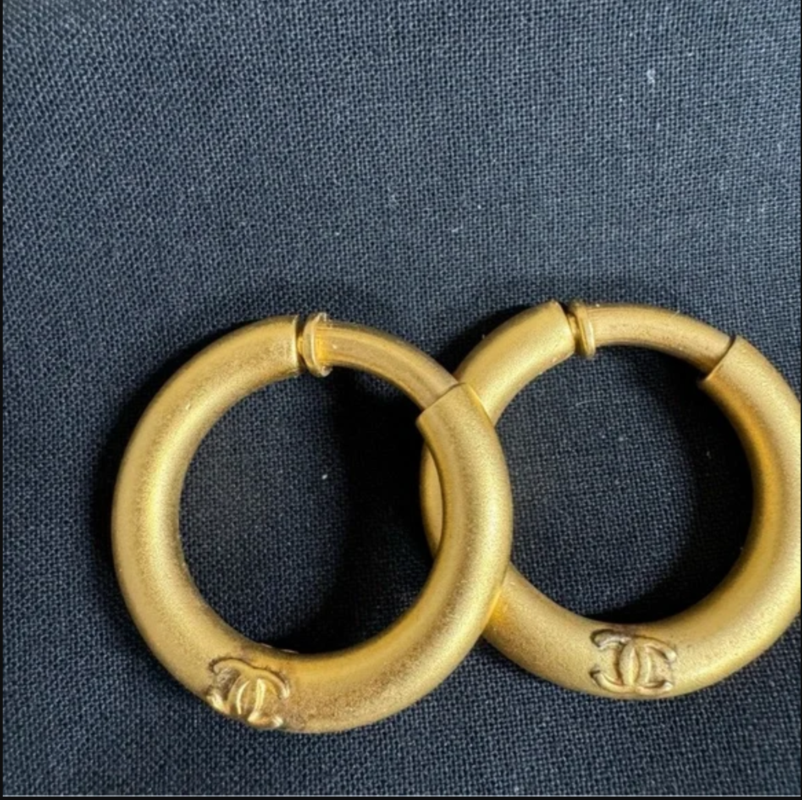 Authentic CHANEL gold toned hoop clip on earrings