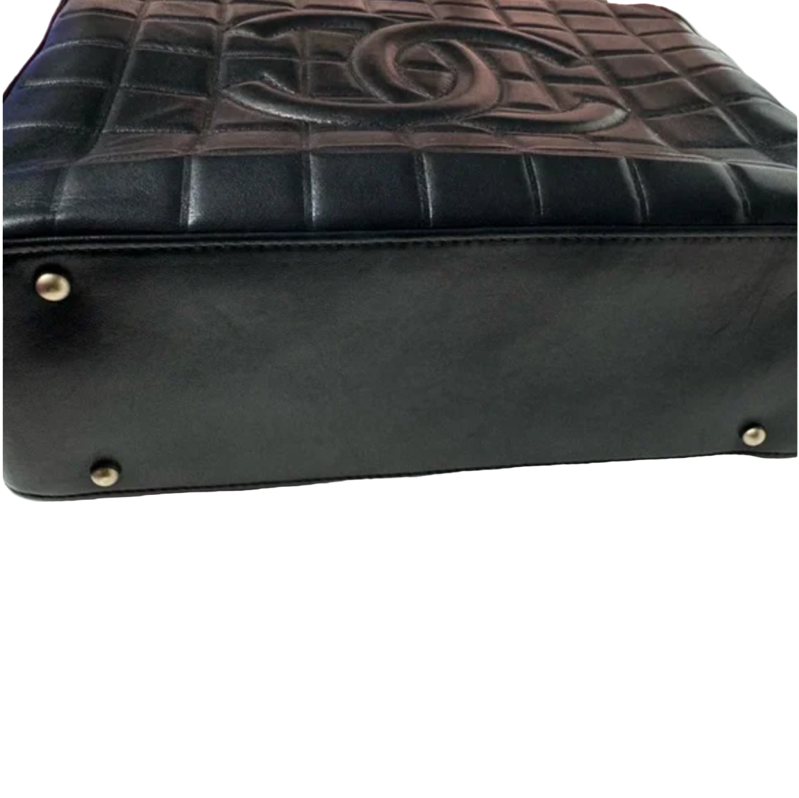 CHANEL Black lambskin Chocolate bar tote