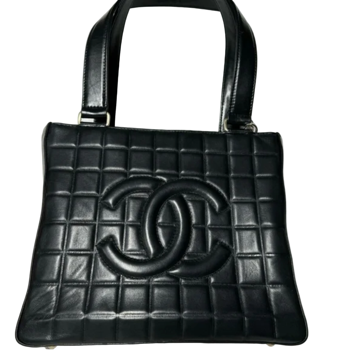 CHANEL Black lambskin Chocolate bar tote