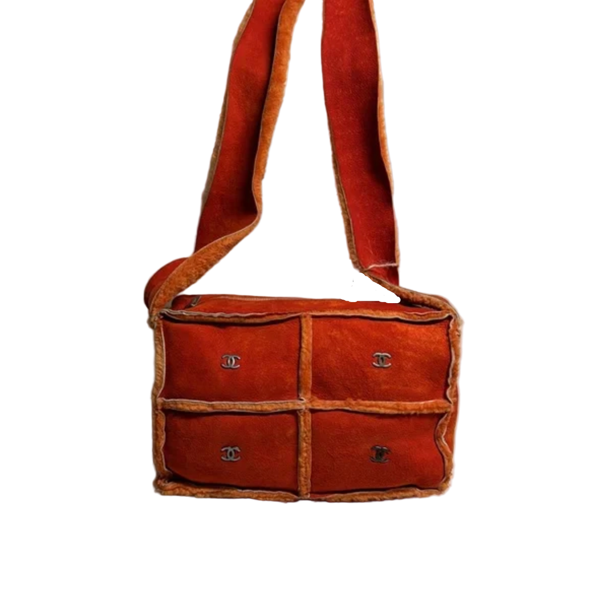 CHANEL orange mouton shoulder / crossbody bag