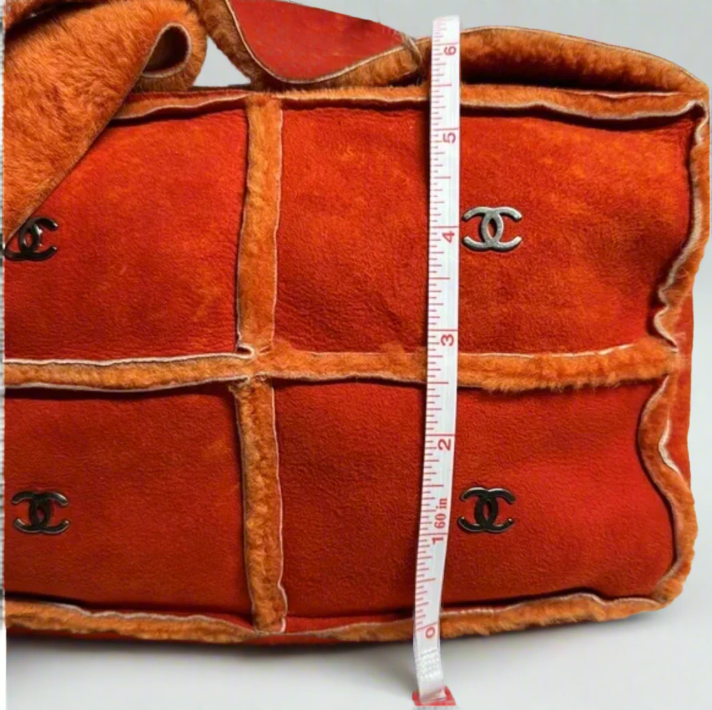 CHANEL orange mouton shoulder / crossbody bag