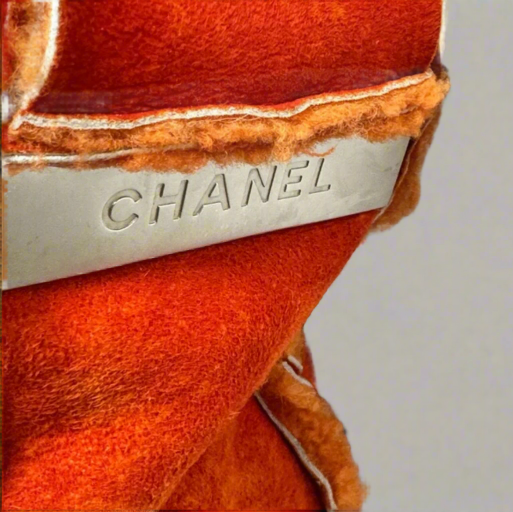 CHANEL orange mouton shoulder / crossbody bag