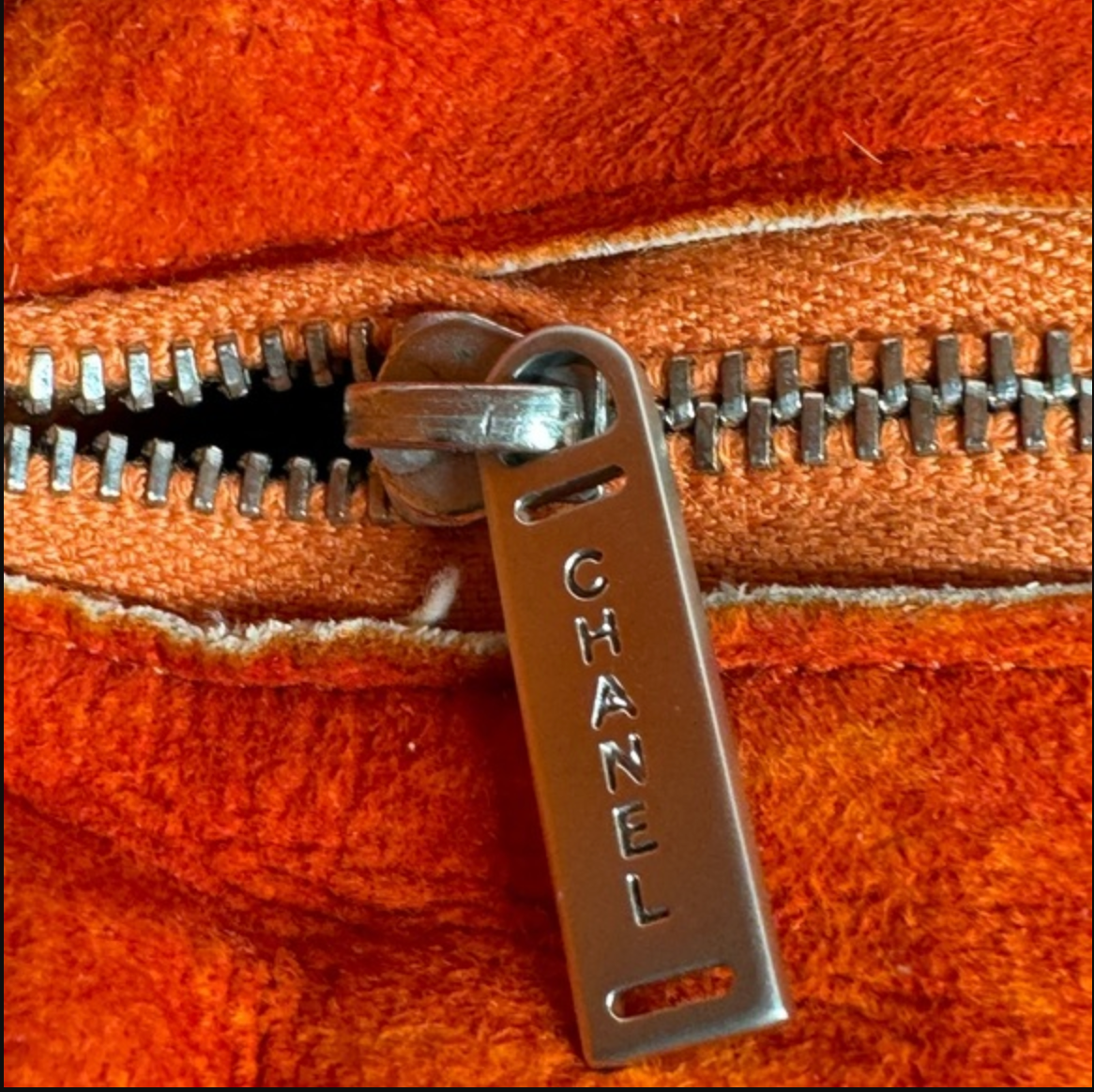 CHANEL orange mouton shoulder / crossbody bag