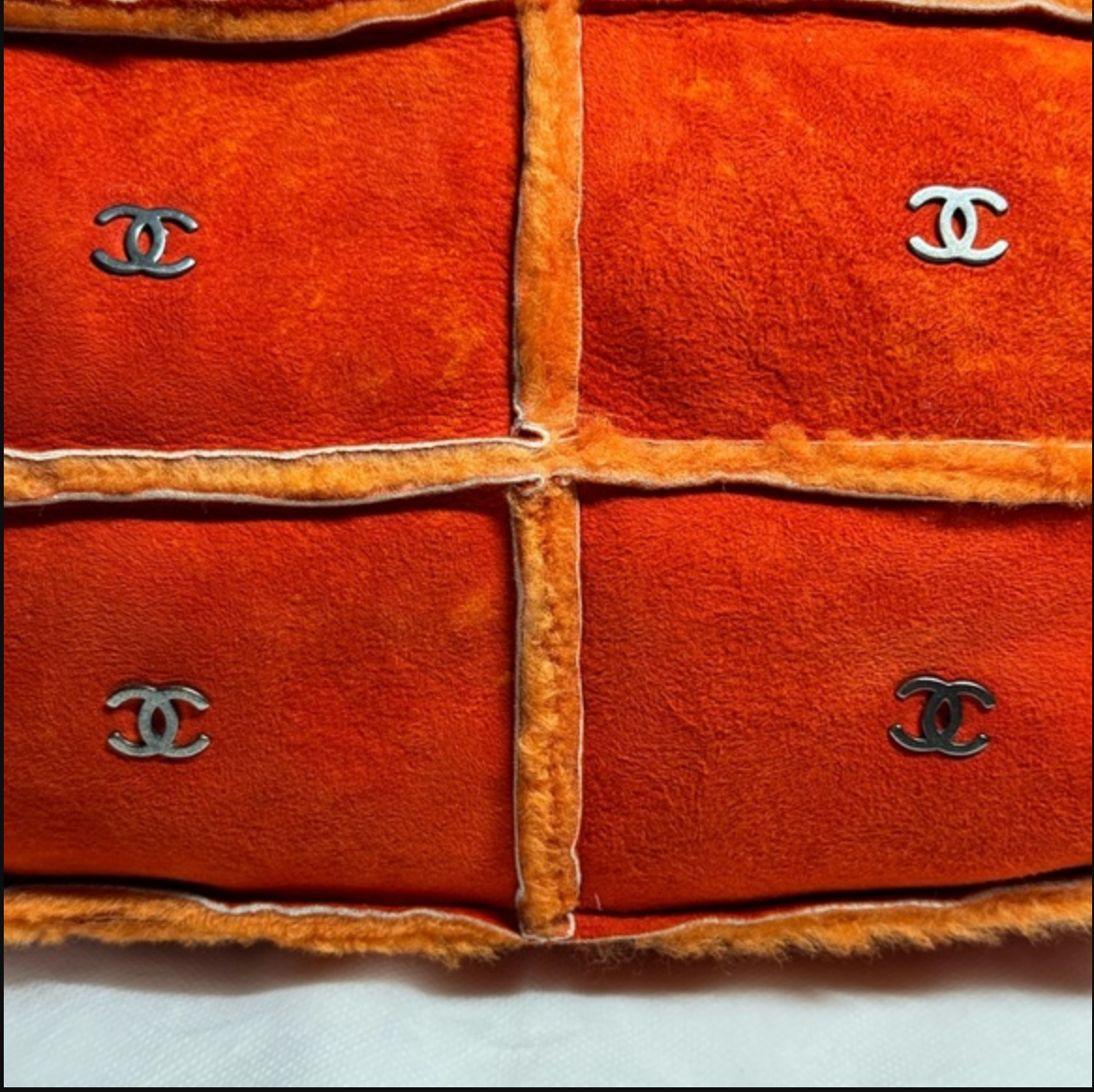 CHANEL orange mouton shoulder / crossbody bag