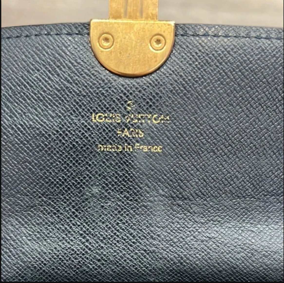 Louis Vuitton Vintage Long Black Leather Wallet with Gold Lock