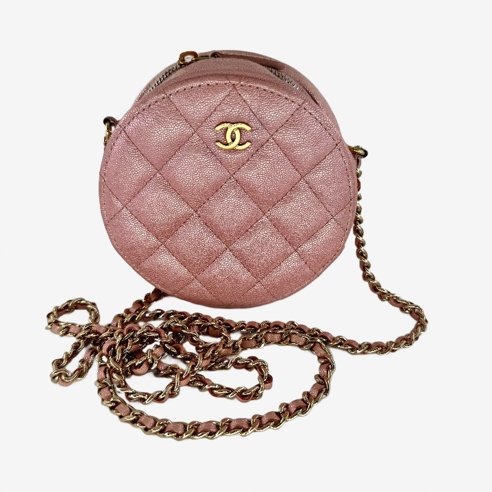 Chanel Pink Caviar Matelasse Round Crossbody