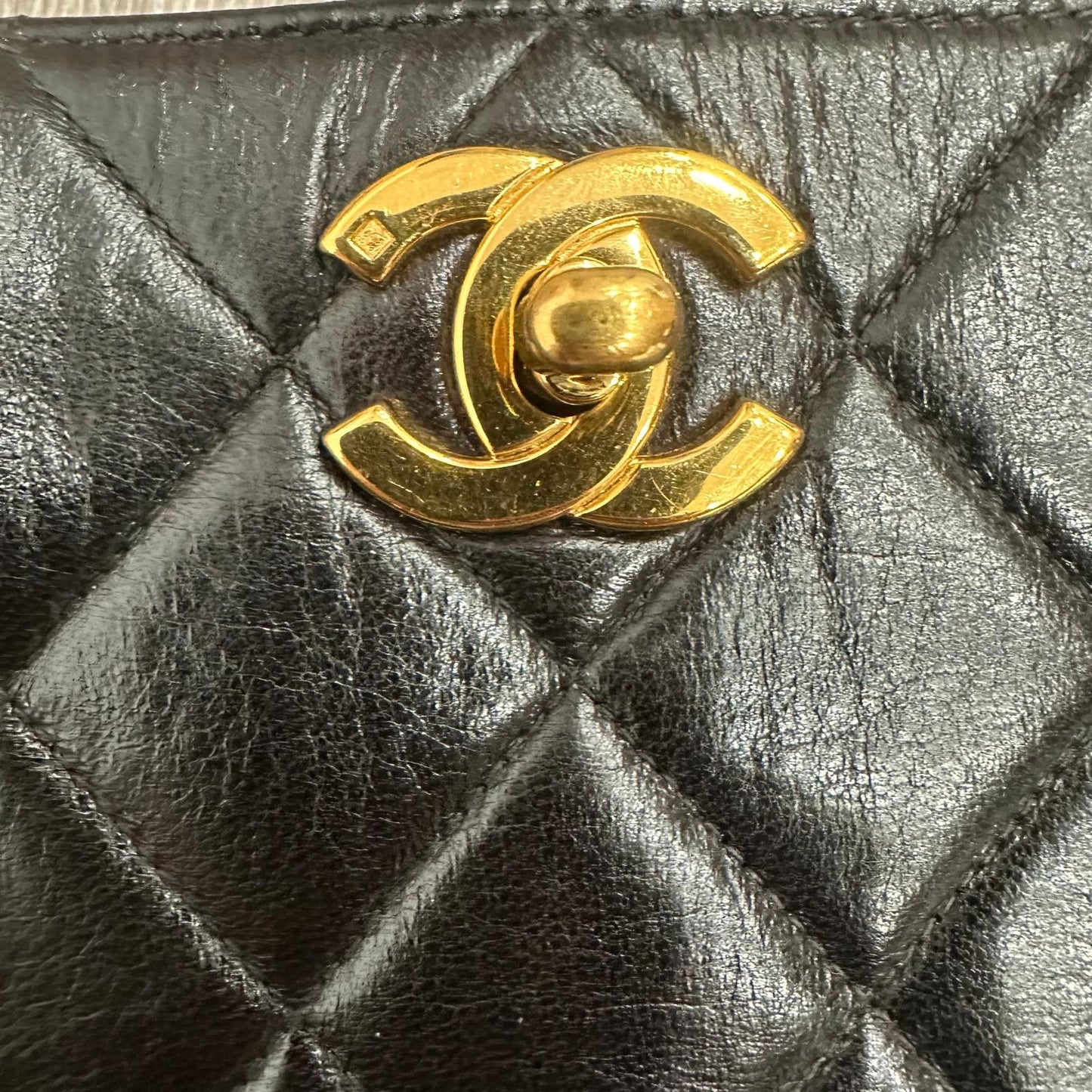 CHANEL Black Quilted CC Tote Lambskin