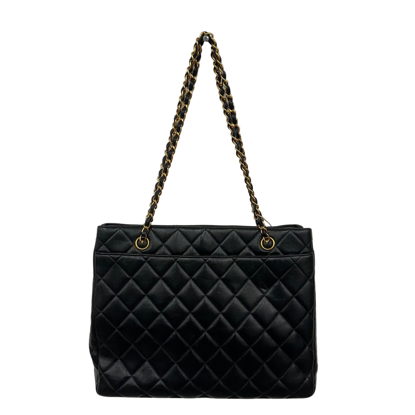 CHANEL Black Quilted CC Tote Lambskin