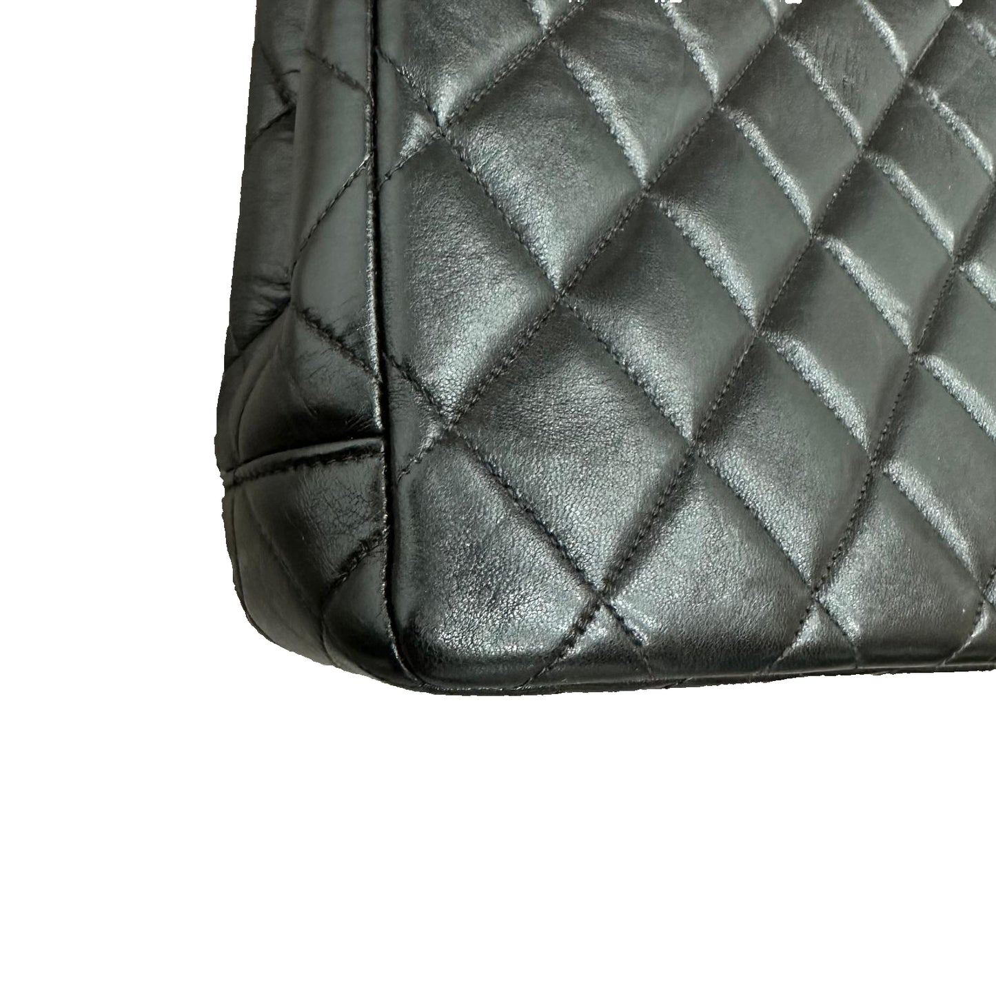 CHANEL Black Quilted CC Tote Lambskin