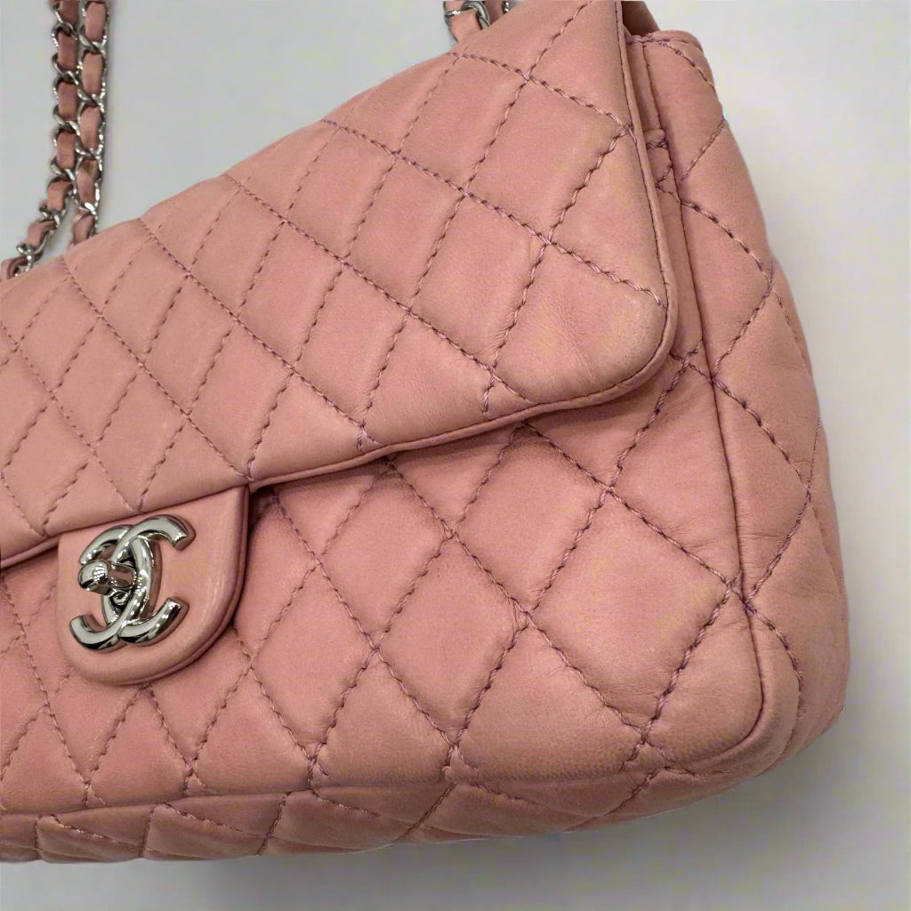 Chanel Double Flap, Medium Pink Lambskin shoulder / crossbody bag