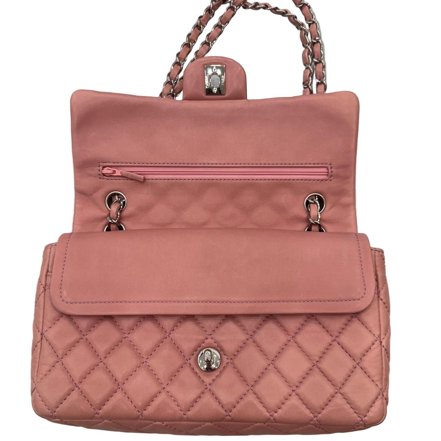 Chanel Double Flap, Medium Pink Lambskin shoulder / crossbody bag