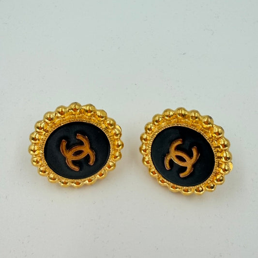 Chanel Black/Gold CoCo Mark Sunflower Earrings