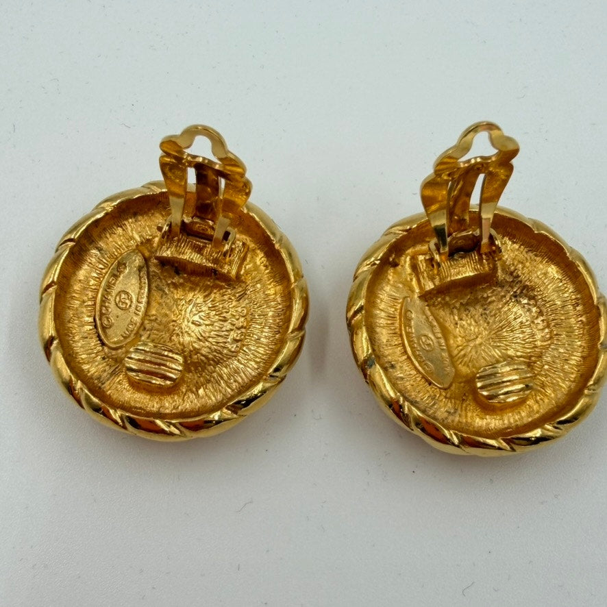 Chanel Gold CoCo Mark Round Earrings