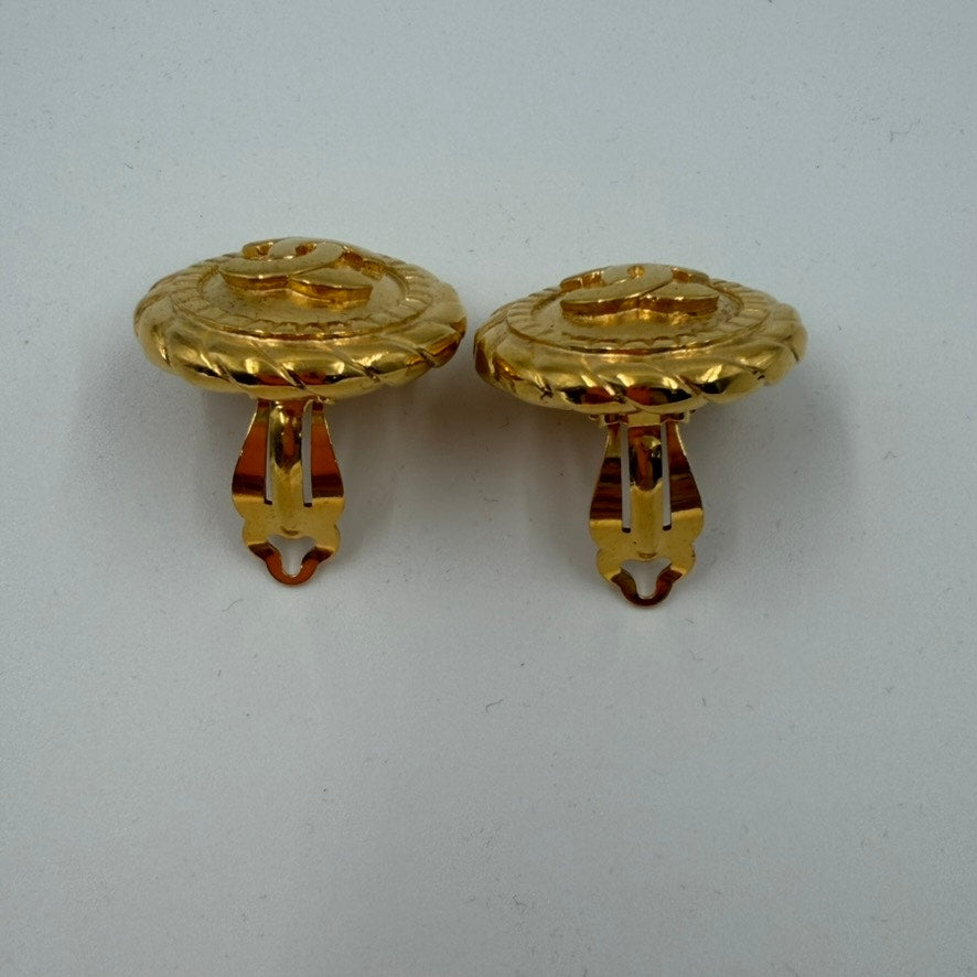 Chanel Gold CoCo Mark Round Earrings