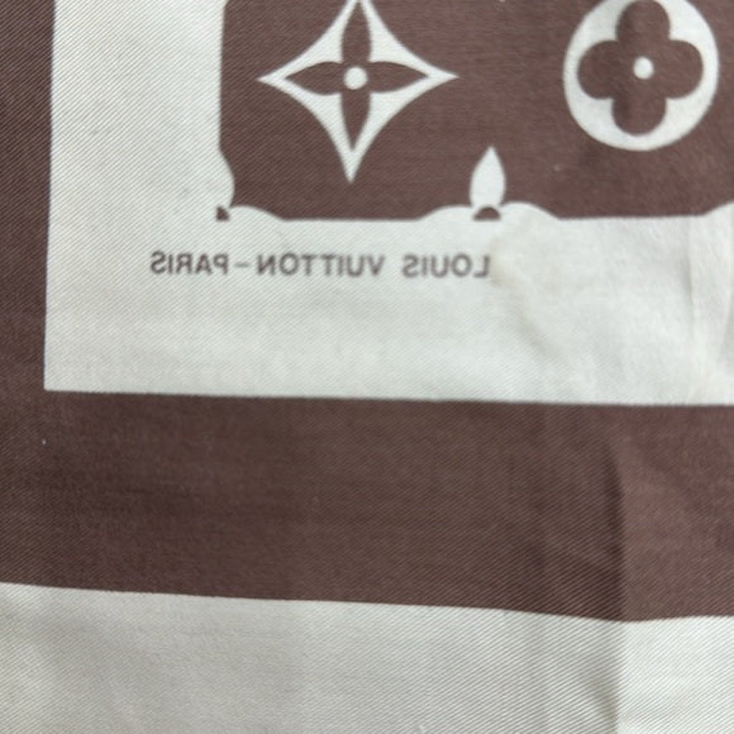 Louis Vuitton Monogram Brown and Cream Silk Scarf