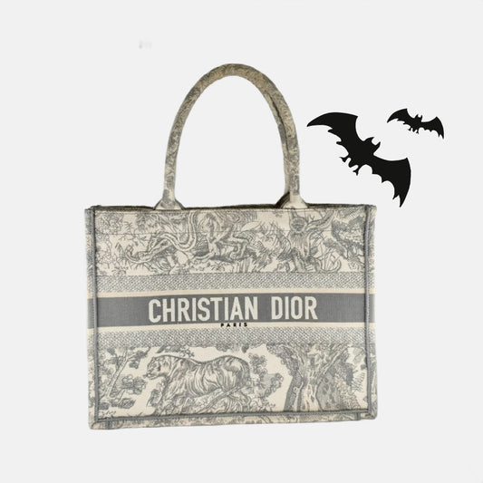 Christian Dior Gray Dioriviera Toile de Jouy Book Tote, Medium